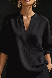 Notched Half Sleeve Top and Shorts Set Thumbnail 14