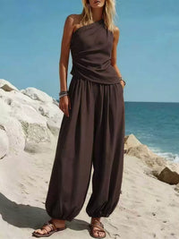 Full Size One-Shoulder Top and Wide Leg Pants Set Plus Size Thumbnail 16