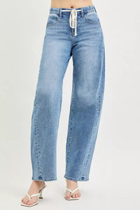 RISEN Relaxed Fit Drawstring Waist Jeans Thumbnail 3