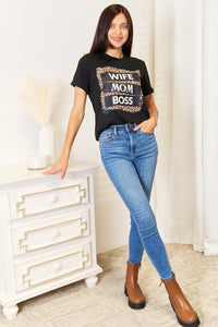 Simply Love WIFE MOM BOSS Leopard Graphic T-Shirt Thumbnail 4