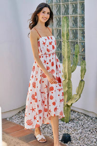SO ME Shell Print Tiered Lined Midi Cami Dress With Belt Thumbnail 4