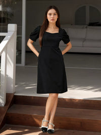 Puff Sleeve Bow-Back Mini Dress Thumbnail 3