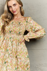 Floral Smocked Square Neck Dress Thumbnail 6