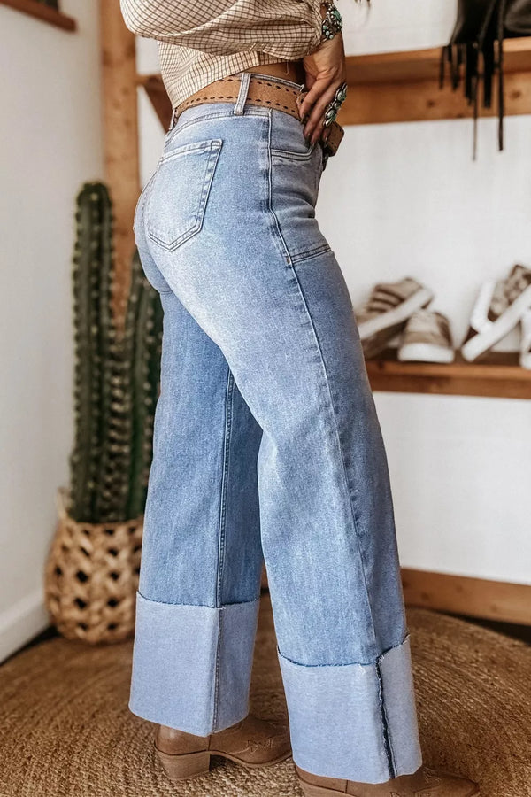 Turn-up Cuffs Loose Jeans - Alternate View - WE4U Fashion USA