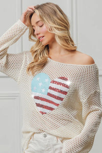 BiBi Sequin American Flag Heart Knit Up Thumbnail 6
