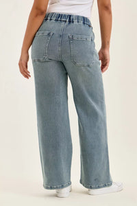 Judy Blue Hight Waist Wilhelmina Baggy Jeans with Md Aged Stone Blue Wash Thumbnail 4