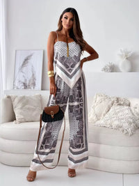 Printed Cami and Wide Leg Pants Set Thumbnail 10