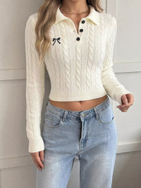 Cable Knit Long Sleeve Sweater Thumbnail 4