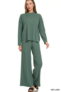 Zenana Viscose Sweater Top & Pants Set Thumbnail 1