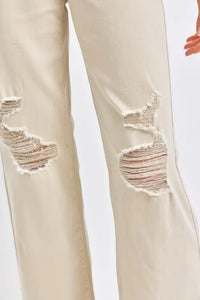 Judy Blue Full Size High Waist Distressed Wide Leg Jeans Thumbnail 4