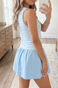 Stripe Slim Tank Contrast Ruffle Mini Skort Set Thumbnail 6