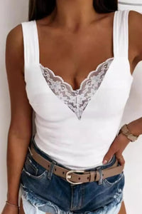 Full Size Lace Detail V-Neck Tank Plus Size Thumbnail 4