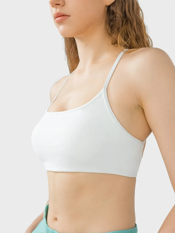 Millennia Crisscross Back Scoop Neck Active Cami with Detachable Chest Pads - Alternate View - WE4U Fashion USA