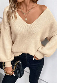 Tied Back V-Neck Long Sleeve Sweater Thumbnail 11