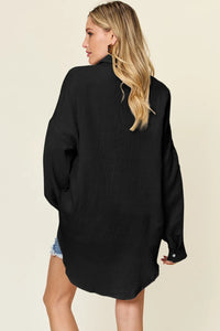 Double Take Full Size Pocketed Texture Button Up Shirt Thumbnail 6