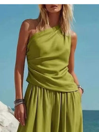 Full Size One-Shoulder Top and Wide Leg Pants Set Plus Size Thumbnail 11