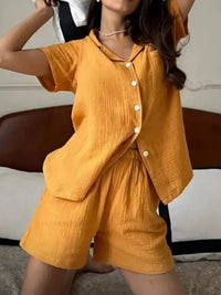 Button Up Short Sleeve Shirt and Shorts Set Thumbnail 11
