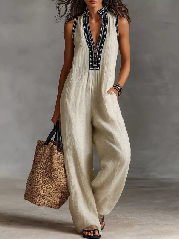 Full Size Sleeveless Wide-Leg Jumpsuit Plus SIze - Women's Clothing & Dresses USA