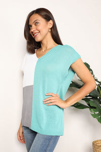 Color Block V-Neck Knit Top Thumbnail 23