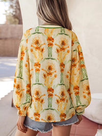 Floral Print V Neck Long Sleeve Shirt Thumbnail 2