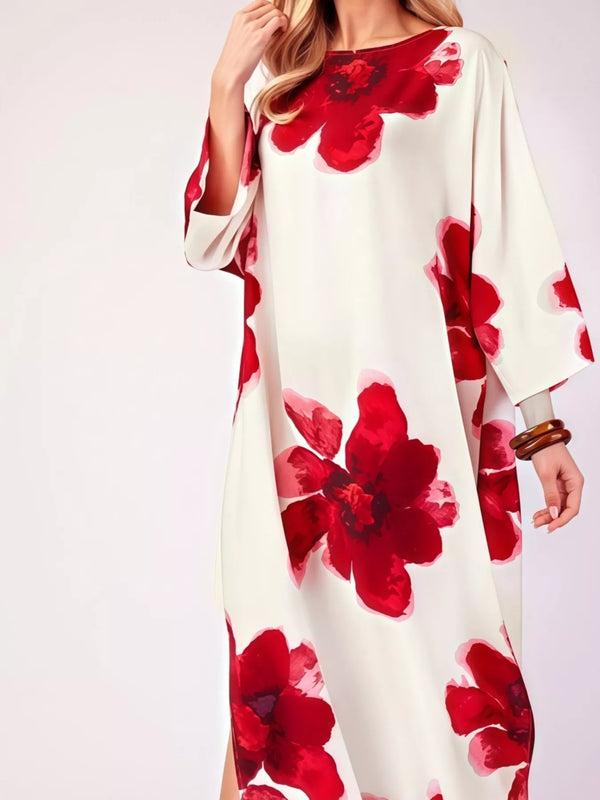 Floral Print Round Neck Mini Dress - Alternate View - WE4U Fashion USA