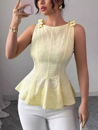 Bow Shoulder Peplum Tank Thumbnail 3