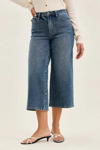 Judy Blue High Waist "Dottie" Wide Crop Md Quarry Fade Jeans Thumbnail 2