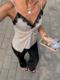 Lace Trim Twist Front Cami Thumbnail 5