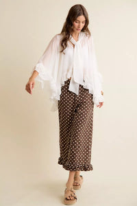 Sheer Ruffle Bell Sleeve Bow Tie Blouse Thumbnail 18