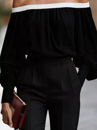 Off-Shoulder Lantern Sleeve Blouse Thumbnail 6