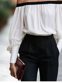 Off-Shoulder Lantern Sleeve Blouse Thumbnail 3