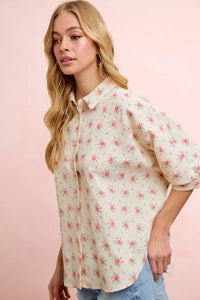 BiBi Flower Printed Short Dolman Blouse Top Thumbnail 4
