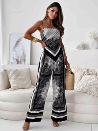 Printed Cami and Wide Leg Pants Set Thumbnail 14