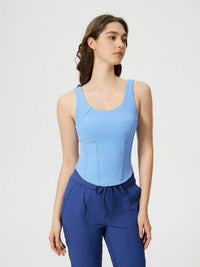 Millennia Round Neck Wide Strap Active Tank with Detachable Chest Pads Thumbnail 7