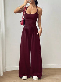 Spaghetti Strap Wide Leg Jumpsuit Thumbnail 4