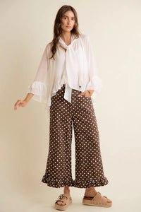 Sheer Ruffle Bell Sleeve Bow Tie Blouse Thumbnail 15