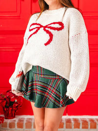 Bow Round Neck Dropped Shoulder Sweater Thumbnail 1