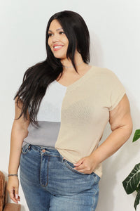 Color Block V-Neck Knit Top Thumbnail 8
