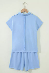 Casual Polo Collar Sleeveless Top and Shorts Set Thumbnail 5