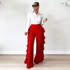 Ruffled High-Waist Wide-Leg Pants WE4U