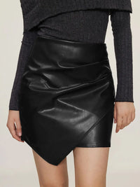 Ruched Mini Skirt with Zipper Thumbnail 1