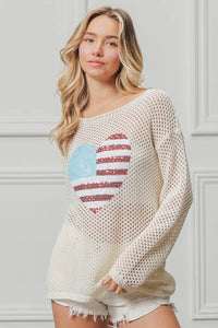 BiBi Sequin American Flag Heart Knit Up Thumbnail 1