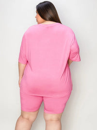 Basic Bae Full Size V-Neck Drop Shoulder T-Shirt and Shorts Set Thumbnail 8
