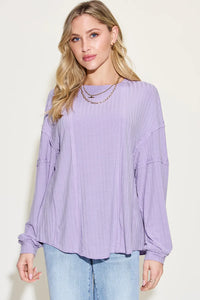 Basic Bae Full Size Ribbed Round Neck Long Sleeve T-Shirt Thumbnail 3