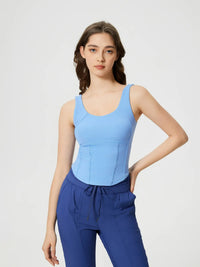 Millennia Round Neck Wide Strap Active Tank with Detachable Chest Pads Thumbnail 6