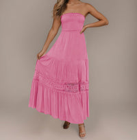 Strapless Lace Ruffle Tiered Maxi Dress Thumbnail 5