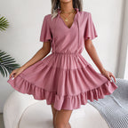 Ruffled Chiffon A-Line Midi Dress WE4U
