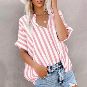 Striped Button Short-Sleeve Shirt