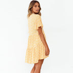 Floral Butterfly Sleeve Pleated Swing Dress WE4U