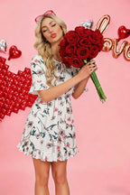 Floral Tie-Neck Chiffon A-Line Dress WE4U